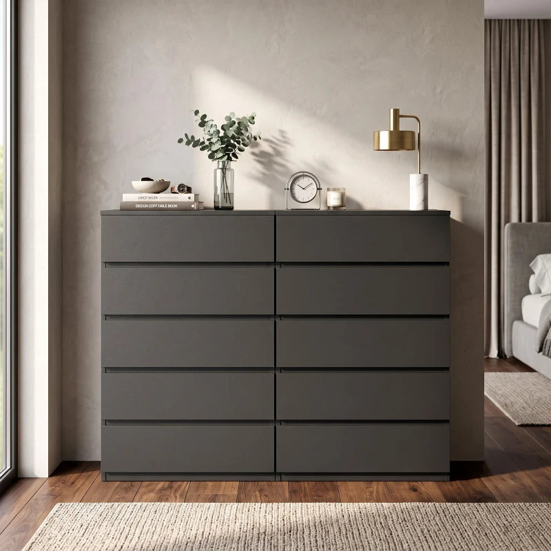 HOMCOM Chest of Drawers, 5-Drawer Storage Cabinets, Modern Dresser, Storage Drawer Unit for Bedroom