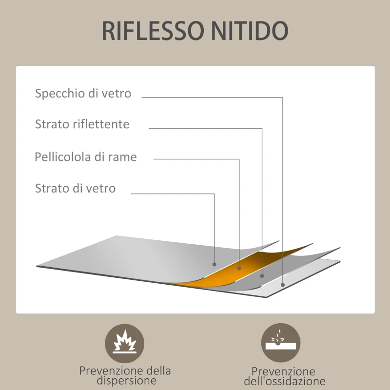 HOMCOM Specchio da Parete Rettangolare con Ganci, in Vetro e MDF, 60x80 cm, Nero