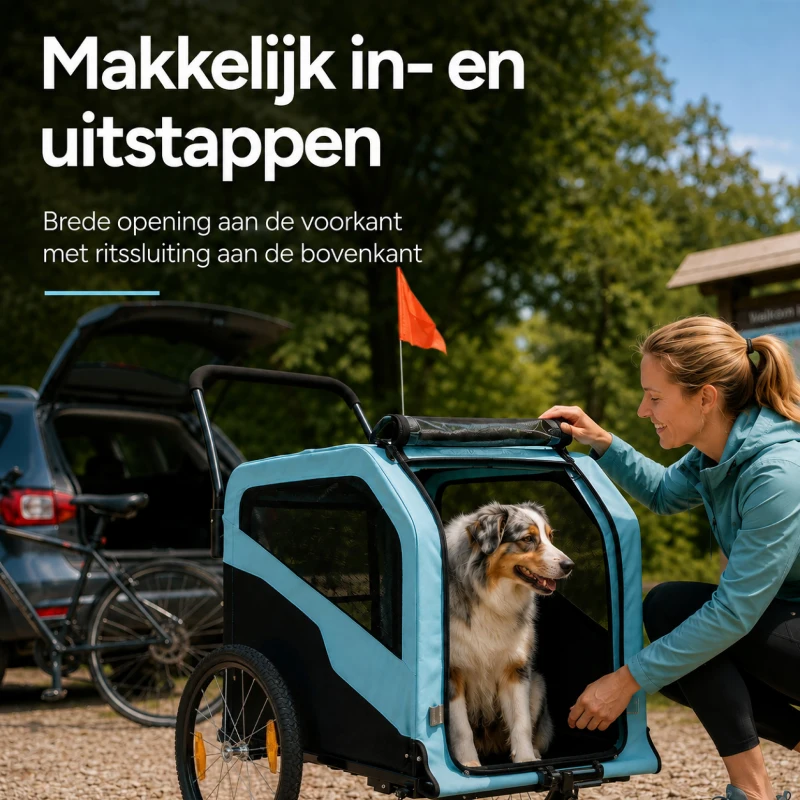 PawHut 2-in-1 Hondenfietskar en Buggy voor Middelgrote Oudere Honden tot 30 kg Lichtblauw