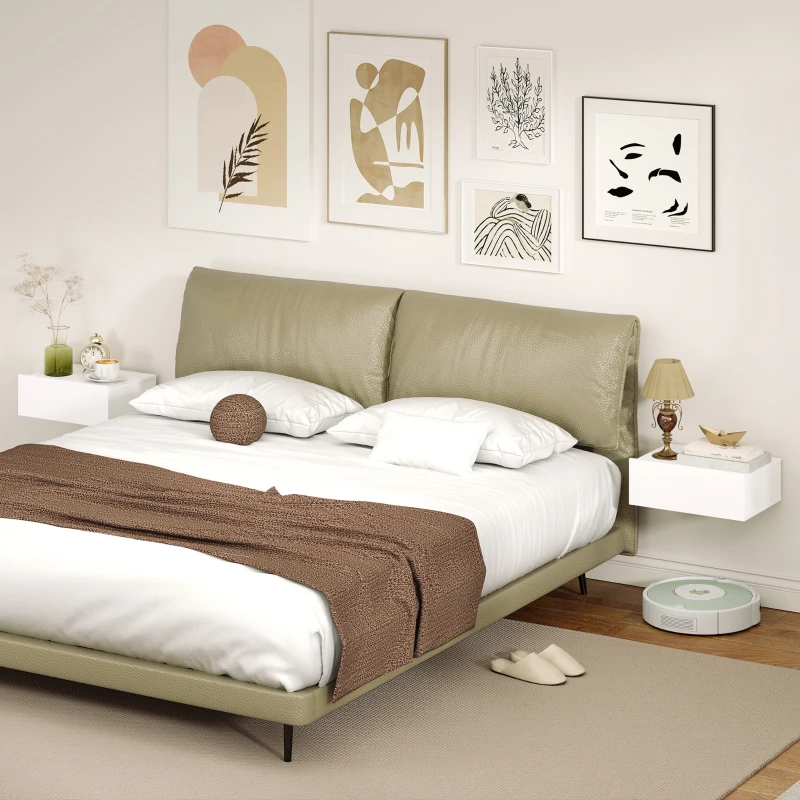 HOMCOM Conjunto de 2 Mesas de Cabeceira de Parede Mesas de Cabeceira Flutuantes com 1 Gaveta para Quarto 40x30x15 cm Branco