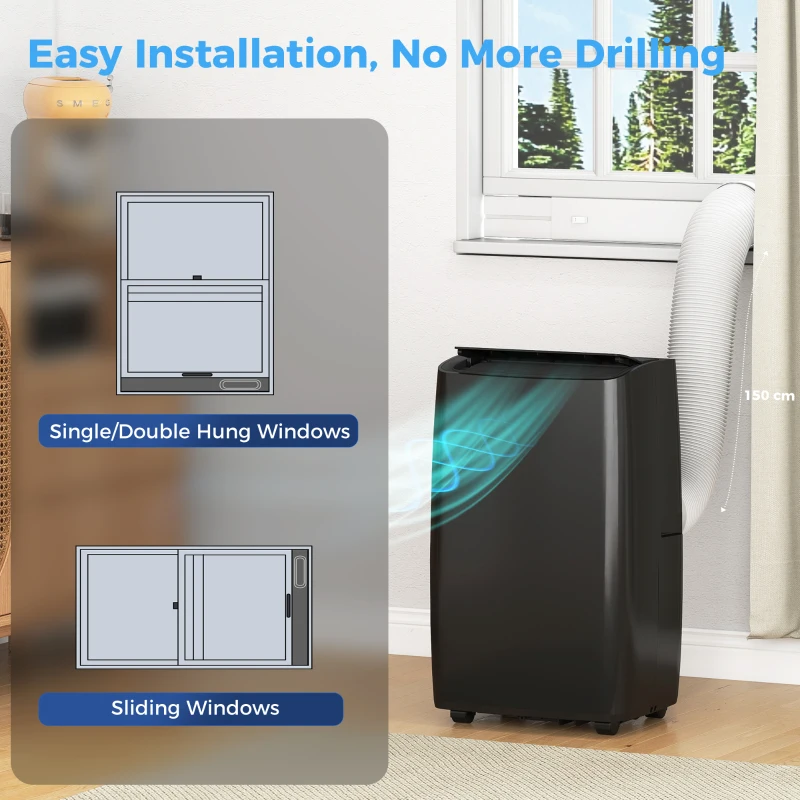 HOMCOM Portable Air Conditioner 14000 BTU, 4-in-1 Air Conditioning Unit, Dehumidifier, Cooling, Fan, Child Lock, 40m²