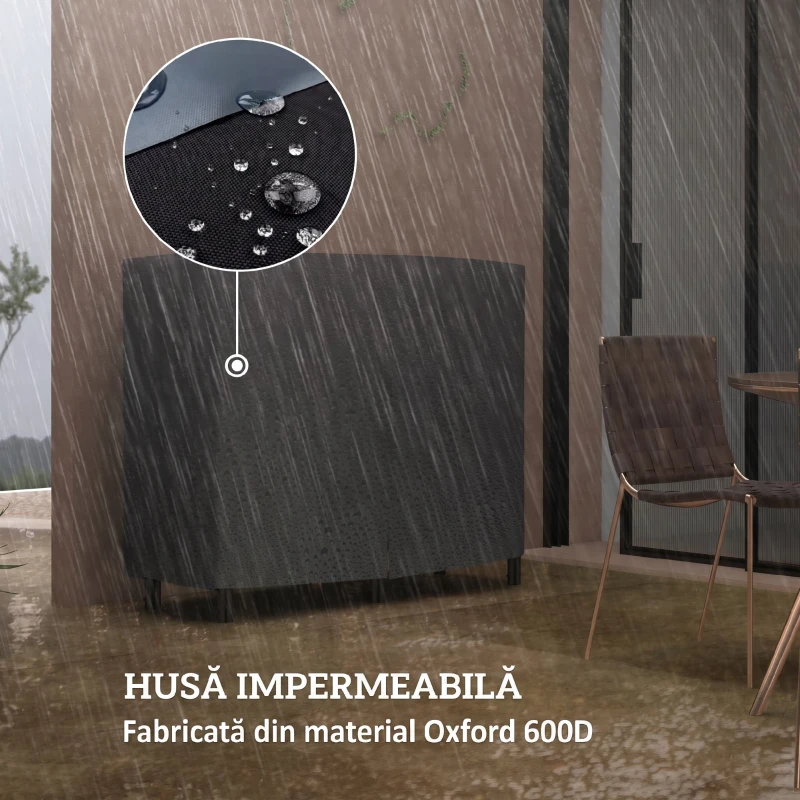 Outsunny Suport pentru lemne pentru interior și exterior din metal cu husă pentru lemne și prelată, 120x36x99 cm, negru