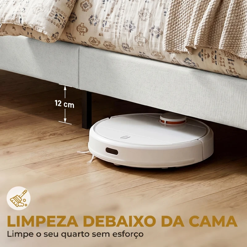 HOMCOM Cama de Casal 135x190 cm com Cabeceira Estofada com Laterais e Arrumação Inferior, Bege