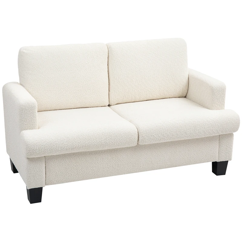 HOMCOM Canapea Modernă cu 2 Locuri din Catifea Chenille cu Perne Detașabile și Lavabile, 138x70x80 cm, Crem(m-14)