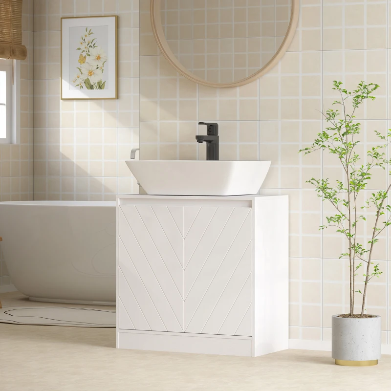 HOMCOM Móvel para Lavatório Pousar com 2 Portas e Prateleira Ajustável para Lavatórios com ou sem Pedestal 60x30x59,8 cm Branco