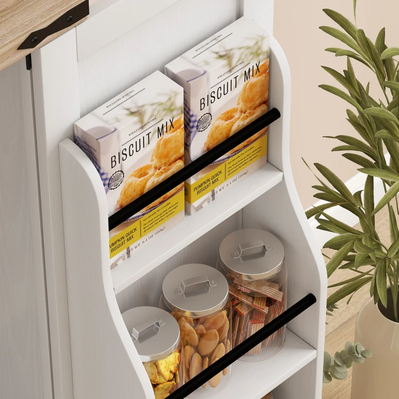 HOMCOM Buffet de cuisine, armoire de cuisine avec 4 portes, 6 porte-épices et étagères réglables, 76,3 x 40 x 136 cm, blanc