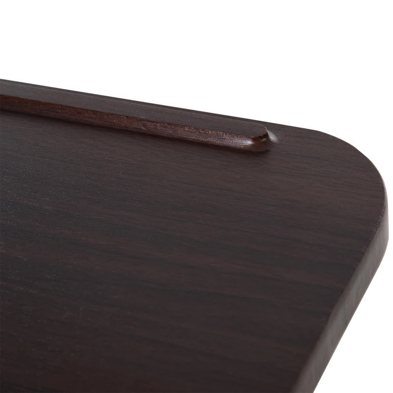 HOMCOM Mesa Auxiliar com Rodas para Sofá e Cama Altura Ajustável e Estrutura de Aço 77x40x76-100 cm Nogueira Escura