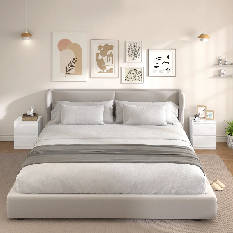HOMCOM Conjunto de 2 Mesas de Cabeceira Moderna Mesas de Cabeceira com Gavetas para Dormitório 40x34x45 cm Branco Brilhante