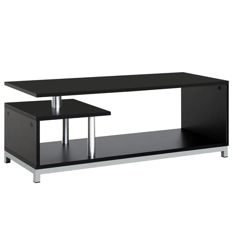 HOMCOM Mobile TV Moderno con Ripiano in Legno, Mobiletto Tavolino Basso da Salotto 114x40x40.5cm, Nero
