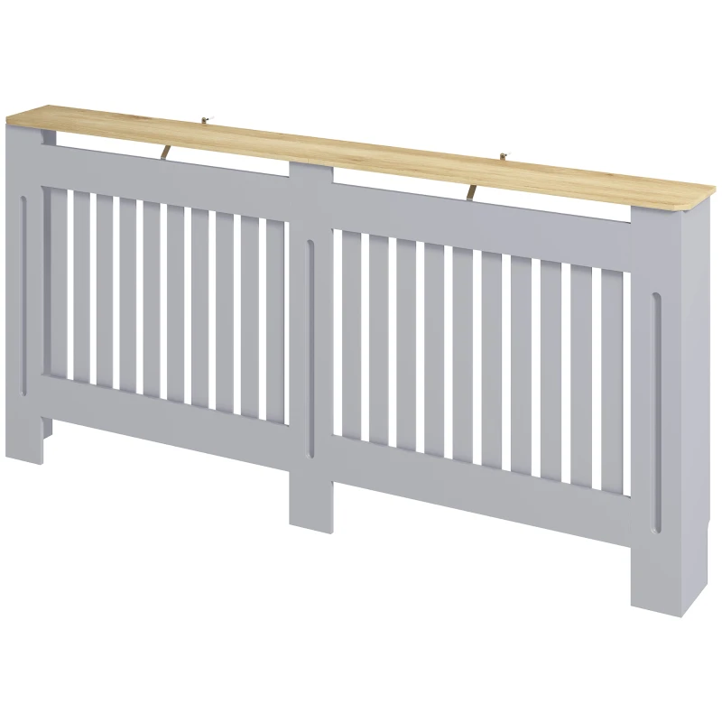 HOMCOM Slatted Radiator Cover, Painted Cabinet with Line Grill Design, 172L × 19W × 81H cm, Grey