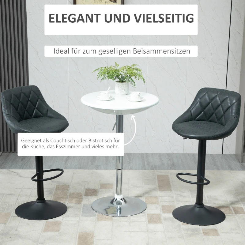 HOMCOM bartafel moderne eettafel bureau hoogte instellen metaal ABS-lak wit Ø 61 x 76-97 cm(m-4)