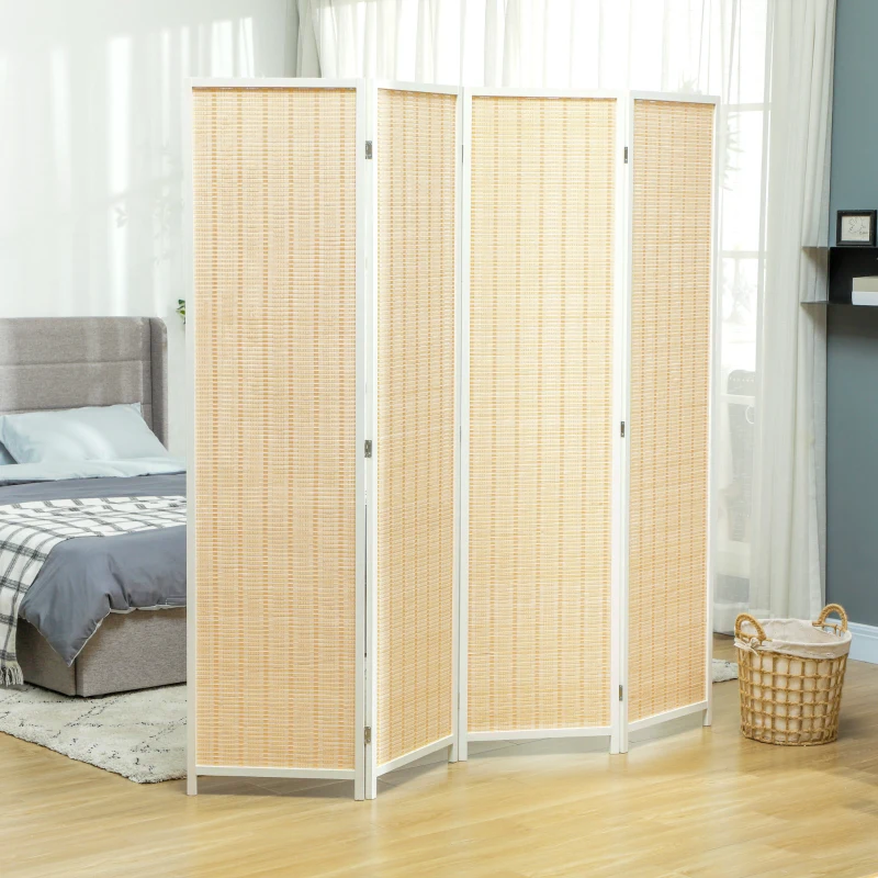 HOMCOM Paravent en bois séparateur de pièce closion de séparation pliable 4 panneaux 180 x 180 cm bois naturel