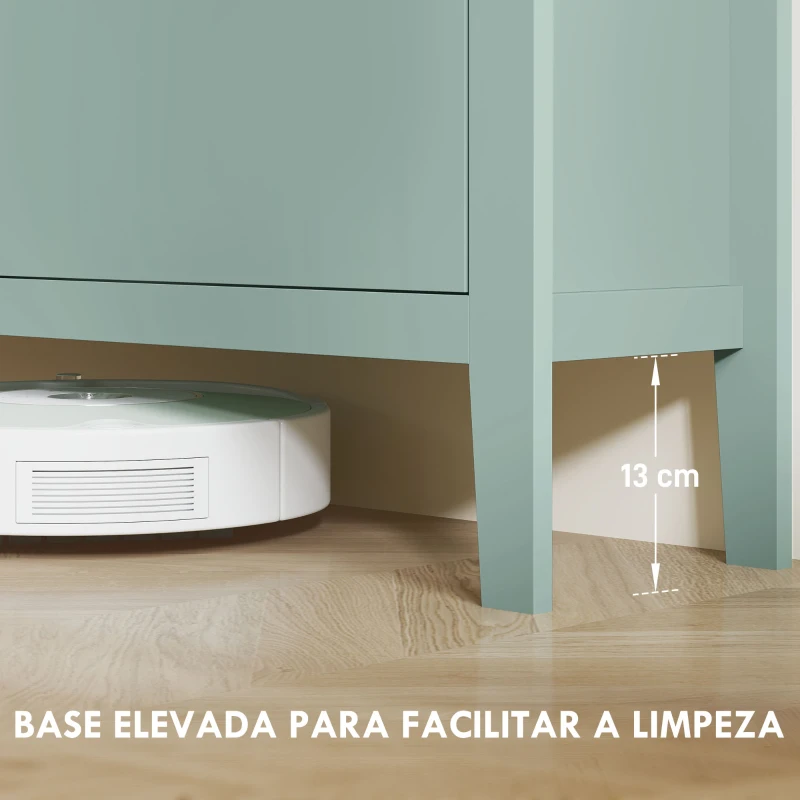 HOMCOM Sapateiro Estreito com 4 Compartimentos e Puxadores de Couro PU para Corredor e Hall 105x24x95,5 cm Verde Claro