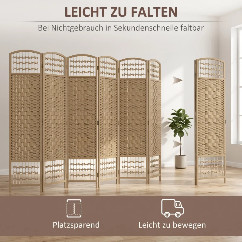 HOMCOM Paravent 6-teilig 240 x 170 cm Faltbar Raumteiler Trennwand aus Wellenfaser Trennwand für Wohnzimmer