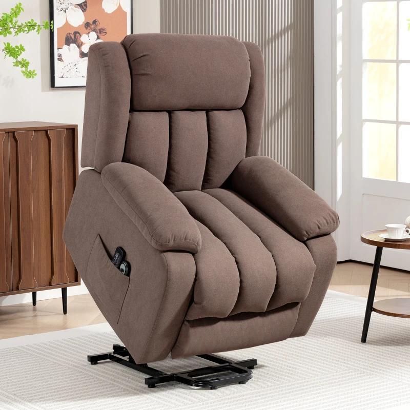 HOMCOM Power Lift Recliner Chair with Vibration Massage, Lift Chair for Elderly with Footrest, Remote, Side Pocket, Dark Brown