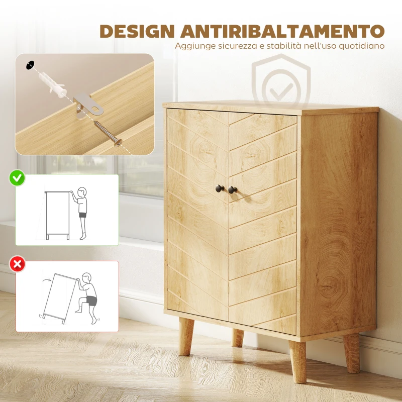 HOMCOM Mobile Multiuso Stile Vintage in Legno con Due Ripiani interni, 60x30x76cm