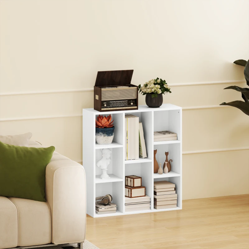 HOMCOM Bibliothèque étagère de rangement 8 compartiments, pour salon chambre à coucher bureau, 74,3x24x80cm, blanc