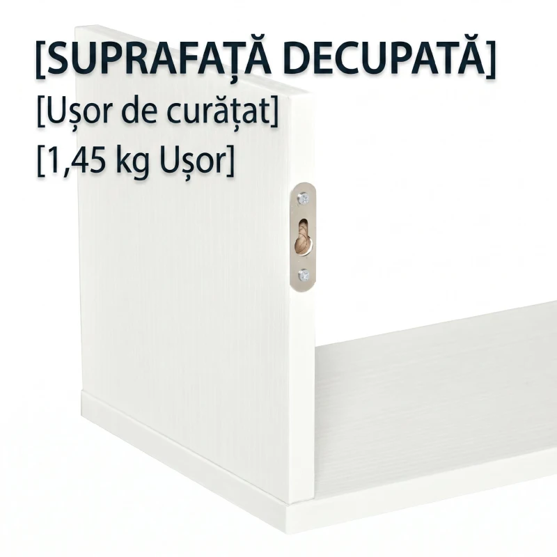 HOMCOM Set de 3 rafturi de perete pentru depozitare din lemn, 80x18x18 cm, alb