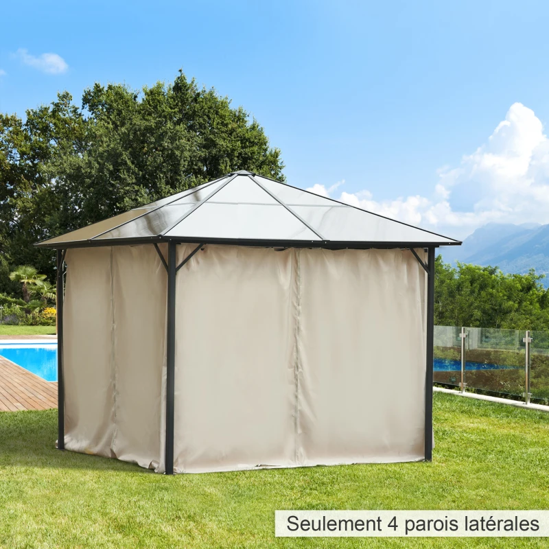 Outsunny 4 parois latérales pour pavillon de jardin tonnelle rigide 300 x 300 cm protéger de la pluie vent soleil beige