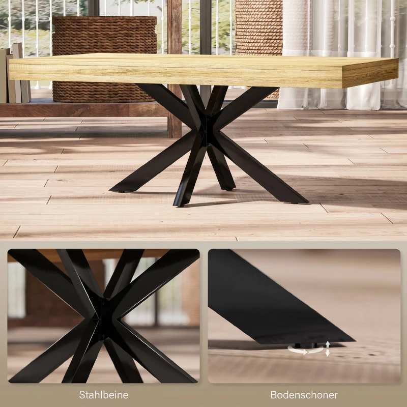 HOMCOM Măsuță de Cafea Stil Industrial din Lemn și Oțel, 110x60x45 cm, Negru și Culoare Lemn