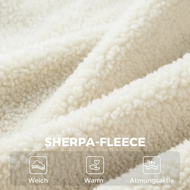 HOMCOM Moderner Loungesessel, Sherpa-Fleece Sessel mit gebogener Rückenlehne, integrierten Armlehnen, Metallbeinen, Cremeweiß
