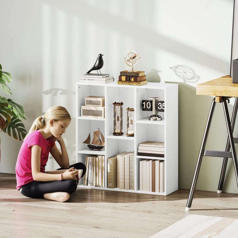 HOMCOM Bibliothèque étagère de rangement 8 compartiments, pour salon chambre à coucher bureau, 74,3x24x80cm, blanc