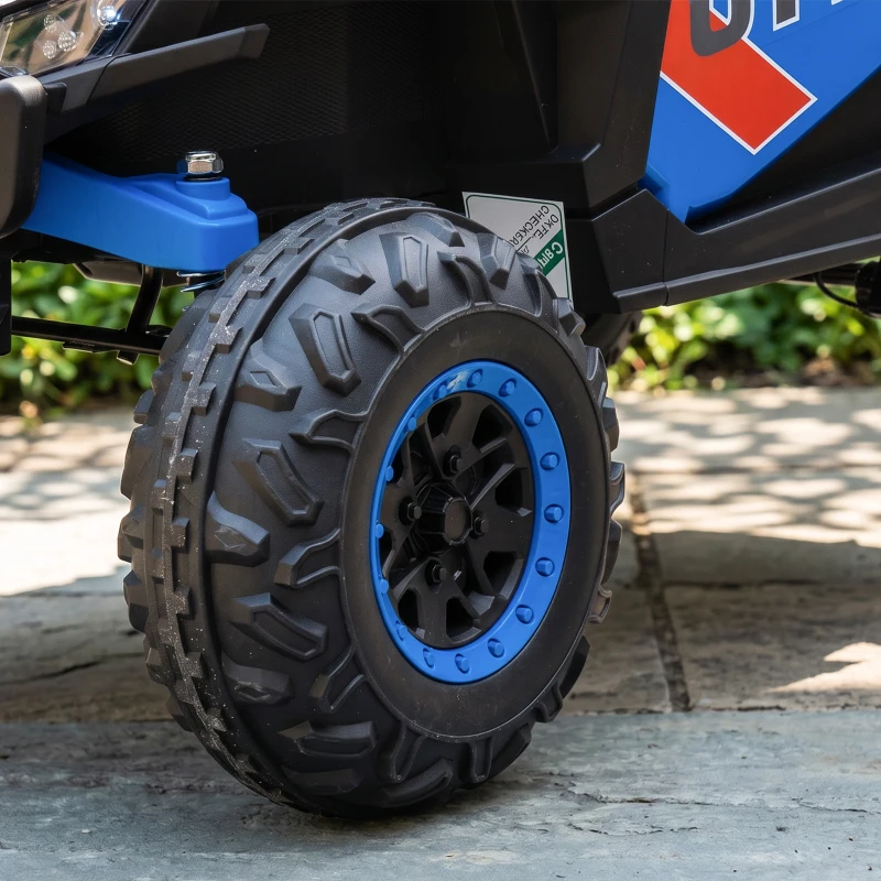 AIYAPLAY 12V Elektroauto für Kinder, Fernbedienungsfunktion, Gurt, Hupe, LED-Lichter, USB-Port, für 3-5 Jahre, Blau
