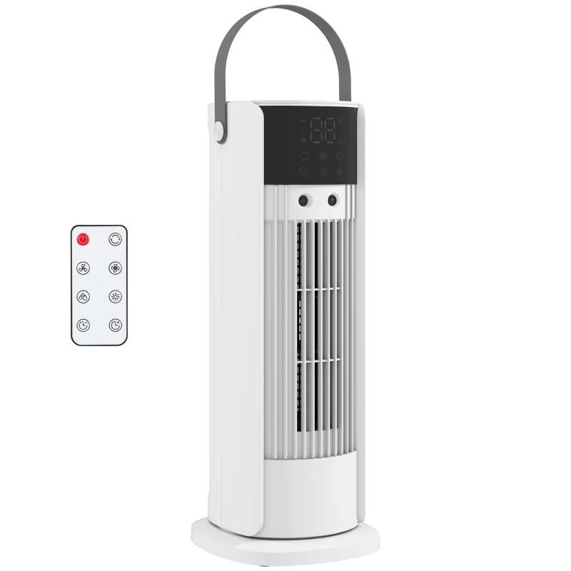 HOMCOM Turmventilator für das Schlafzimmer, 40 cm Tischventilator mit Nebelfunktion, 3 Geschwindigkeiten, 90° Oszillation Timer
