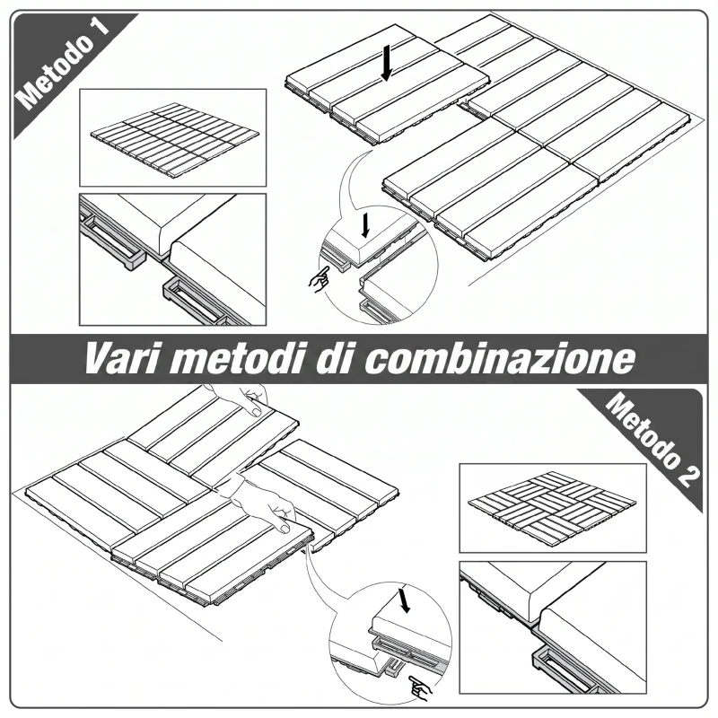 Outsunny Set 9 Mattonelle a Incastro per Terrazzo, Piastrelle per Pavimenti, Piastrelle per Esterno in PP Antiscivolo, Area: 0.81 mq, 30x30x2cm, Grigio Scuro