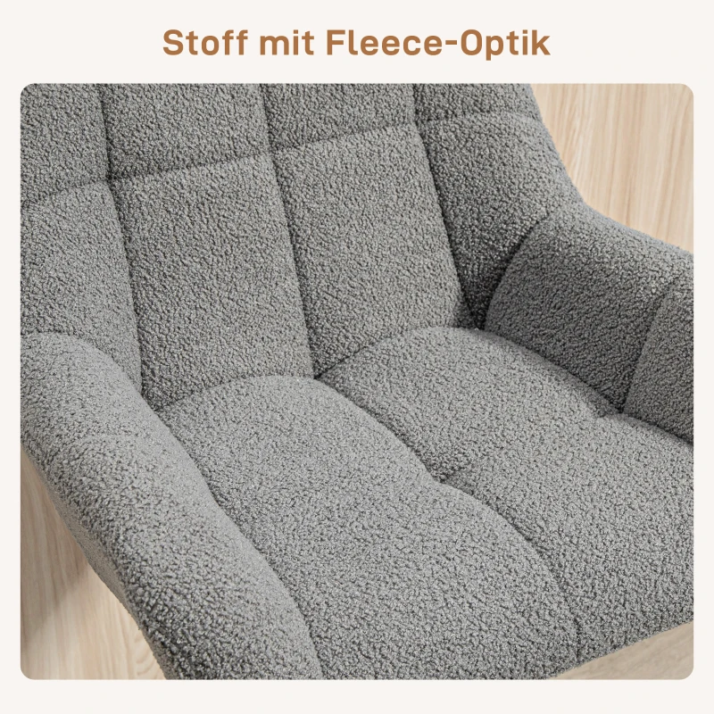HOMCOM Barkrukken Set van 2 in Retro-Design, verstelbaar, Fleece-look, Grijs + Zwart(m-6)