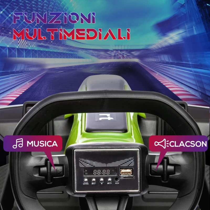 HOMCOM Go Kart Elettrico per Bambini 6-12 Anni 24V 12km/h con Seggiolino Regolabile, Verde