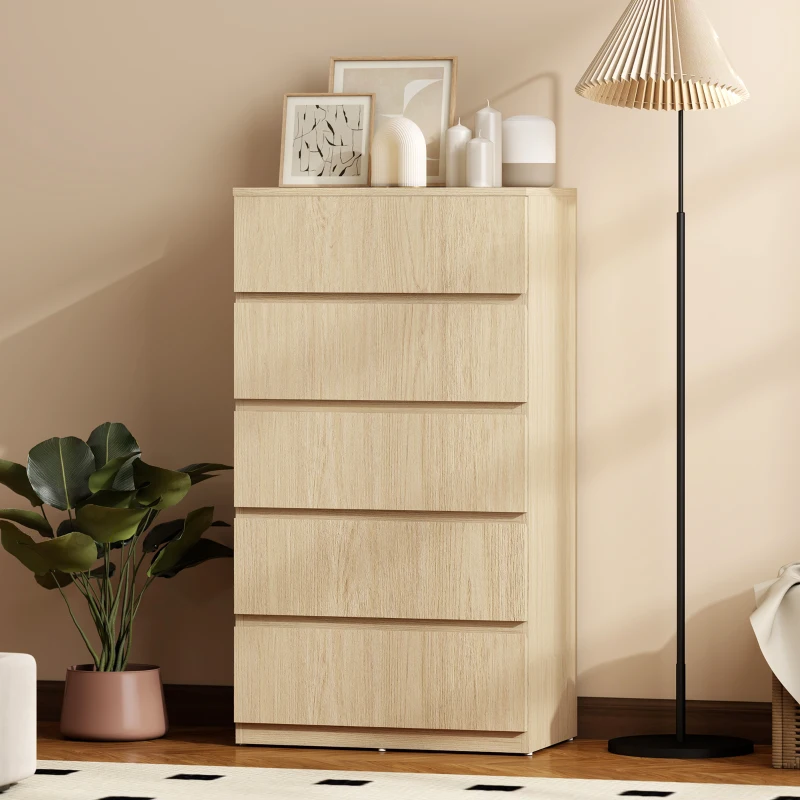 HOMCOM Chest of Drawers, 5-Drawer Storage Cabinets, Modern Dresser, Storage Drawer Unit for Bedroom
