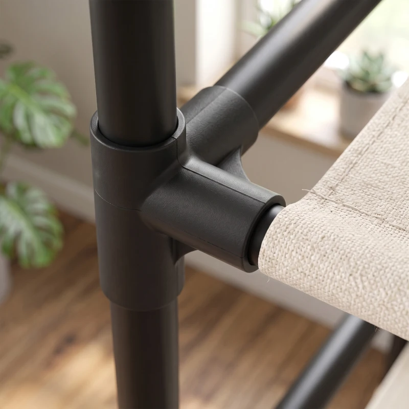 HOMCOM Cómoda para Dormitorio con 5 Cajones de Tela Marco de Acero Cajonera para Salón Oficina Vestidor Beige