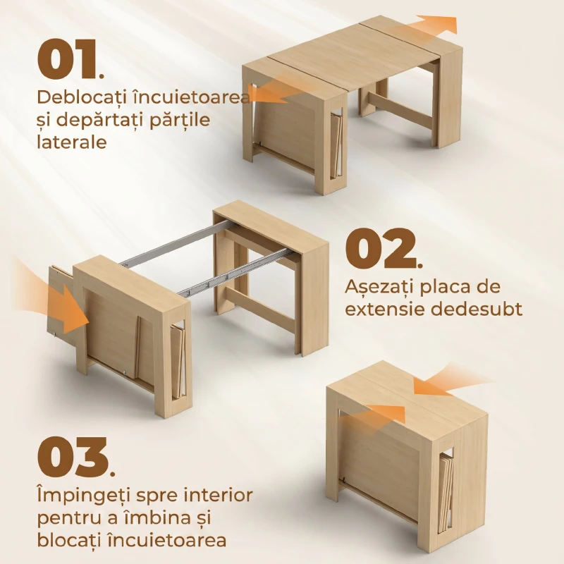 HOMCOM Masă de Dining Compactă pentru Bucătărie Economisește Spațiu, 240 x 90 x 78 cm, Lemn Deschis