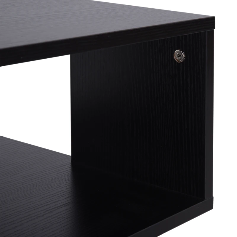 HOMCOM Mesa Auxiliar Mesa de Cabeceira de 2 Níveis com Prateleira de Armazenamento para Sala Quarto Estante 40x40x43 cm Preto