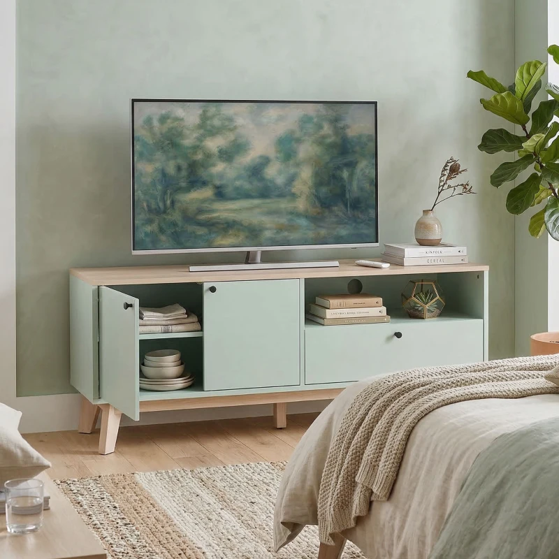 HOMCOM TV Stand Cabinet for Television up to 36 Inch, Modern TV Unit with 2 Doors, Entertainment Center with Adjustable Shelf