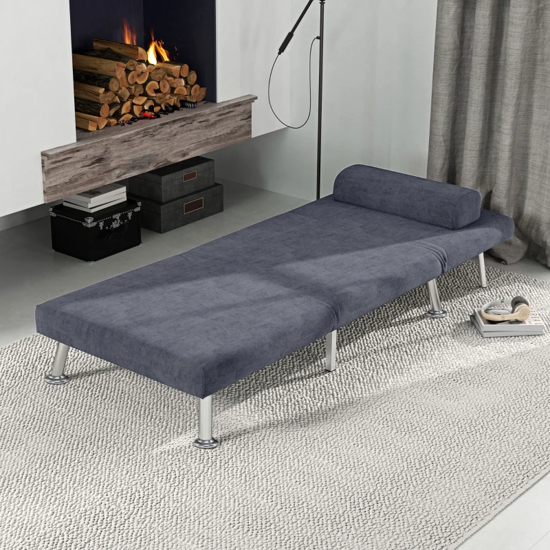HOMCOM Single Velvet-Feel Sleeper Chair - Charcoal Grey