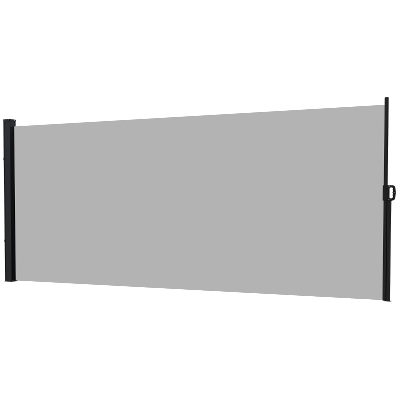 Outsunny Tenda Laterale Retrattile 400x180 cm con Maniglia, in Metallo, Alluminio e Poliestere, Grigio Chiaro
