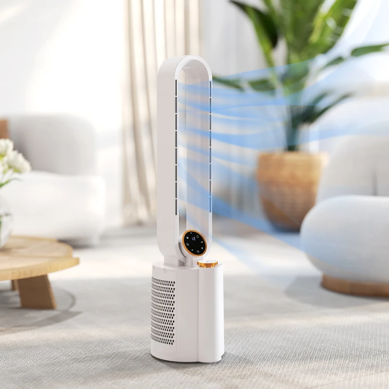 HOMCOM Multi-Mode Bladeless Tower Fan and Humidifier - White