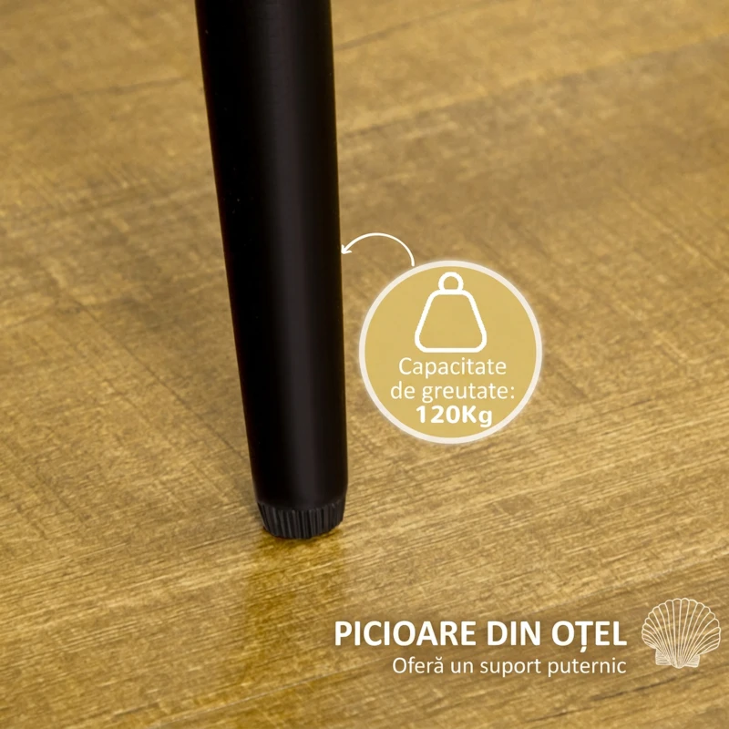 HOMCOM Set 2 Scaune de Bucătărie, Design Nordic, din Metal și Țesătură cu Aspect Catifea, 52x54x79 cm, Galben și Negru,