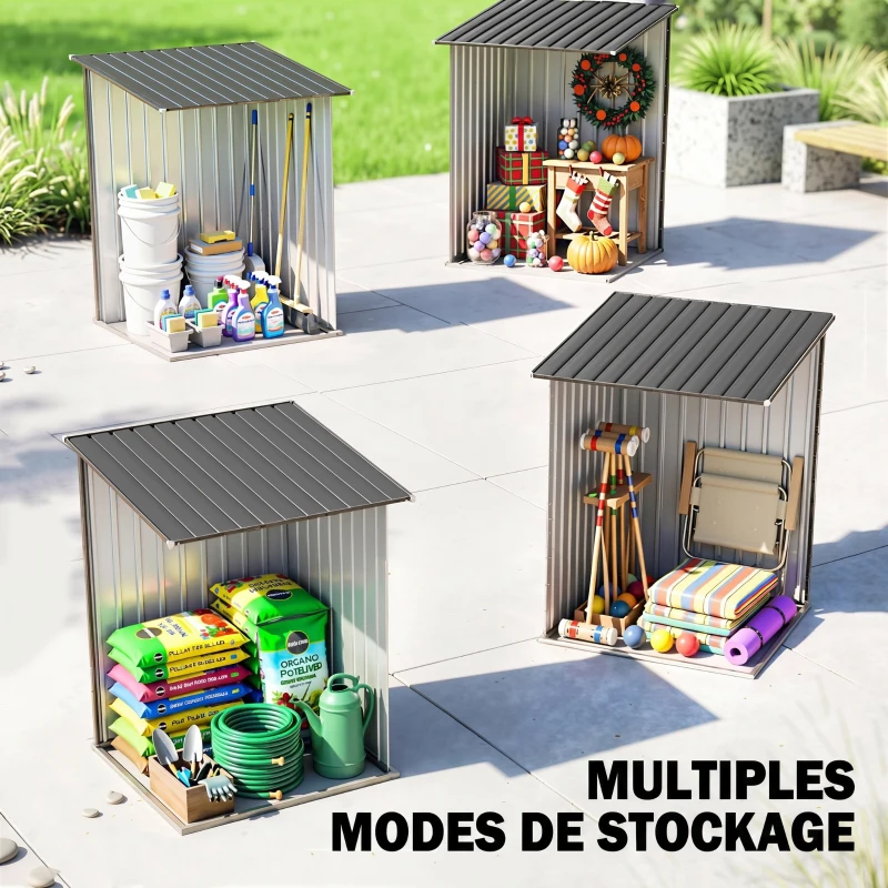 Outsunny Abri de Jardin 1m² - Remise pour Outils - cabanon Porte verrouillable - dim. 1L x 1,03l x 1,6H m - tôle d'acier ondulée Anthracite