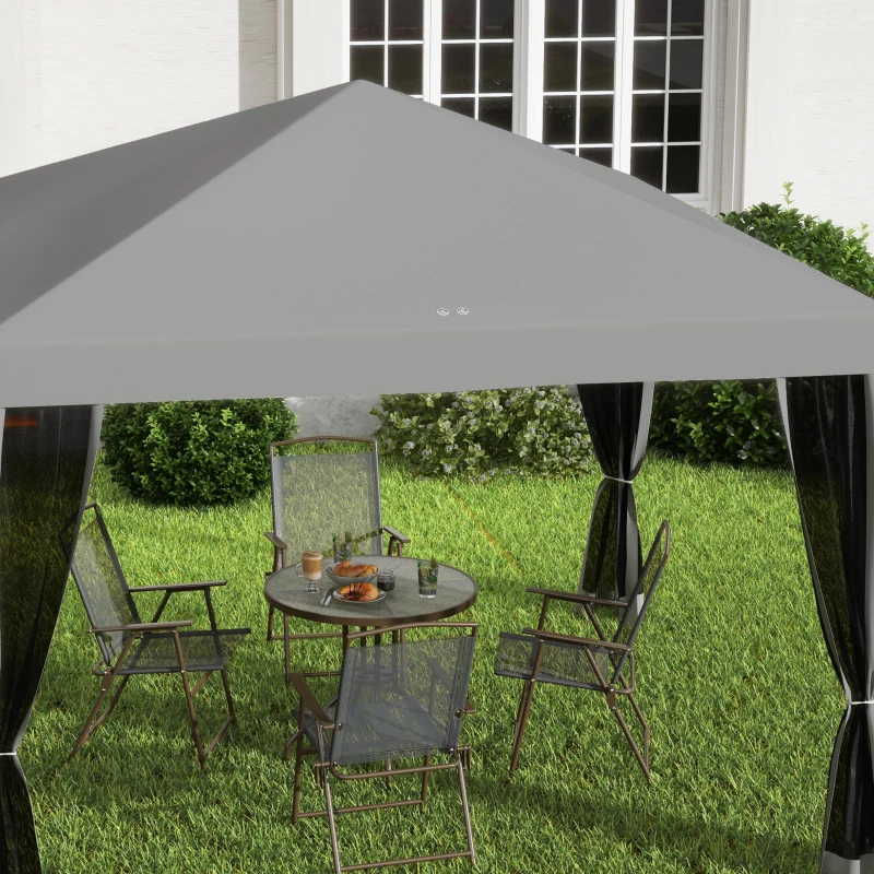 Outsunny 3 x 3 m Pop Up Gazebo - Garden Tent with Removable Mesh Sidewall Netting, Includes Carry Bag for Backyard Patio, Outdoor, Light Grey