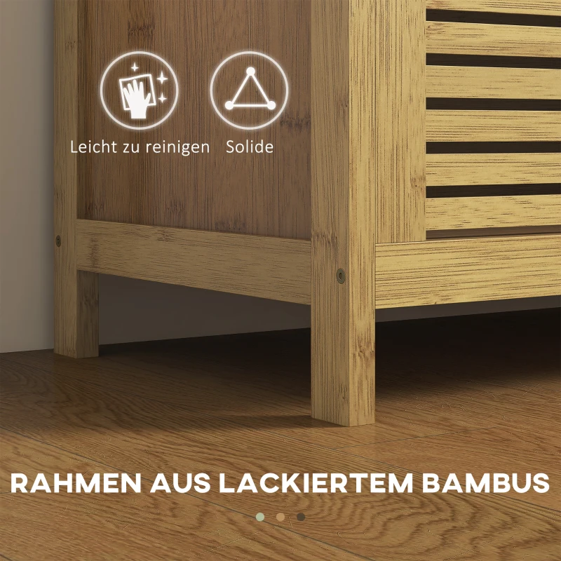 HOMCOM Schoenenrek met opbergruimte, Schoenenbank, zachte zitting, Bamboe, 100x40x60 cm