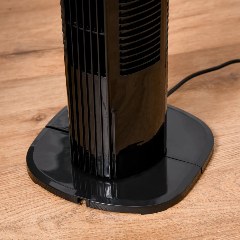 HOMCOM Ventilatore a Torre con Telecomando a 5m, Oscillante 70°, 3 Funzioni e 3 Velocità, Nero