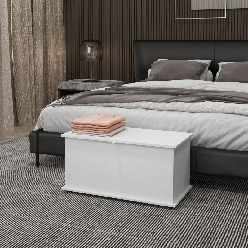 HOMCOM Panca Contenitore Multiuso in Legno per Camera e Ingresso, 80x40x40 cm, Bianco
