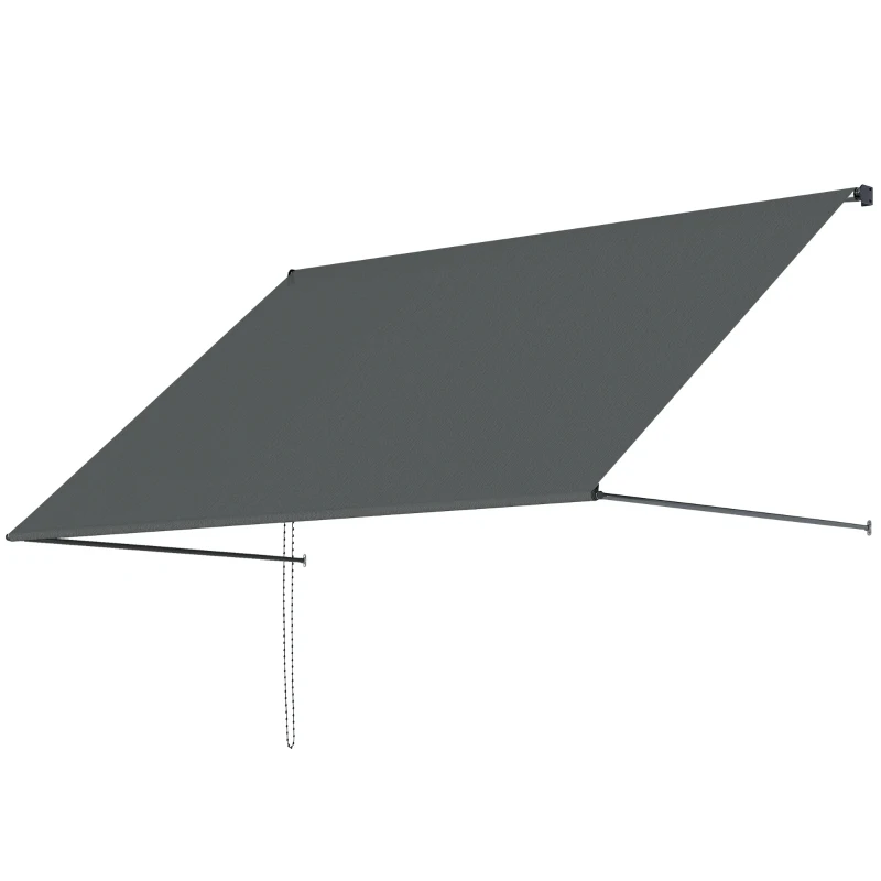 Outsunny Store banne manuel auvent rétractable Inclinaison réglable 195 x 120 cm protection UV aluminium polyester gris foncé