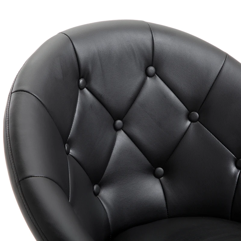 HOMCOM Faux Leather Leisure Chair, Round Tufted Accent Chair, Height Adjustable Counter Chair for Pub, Black