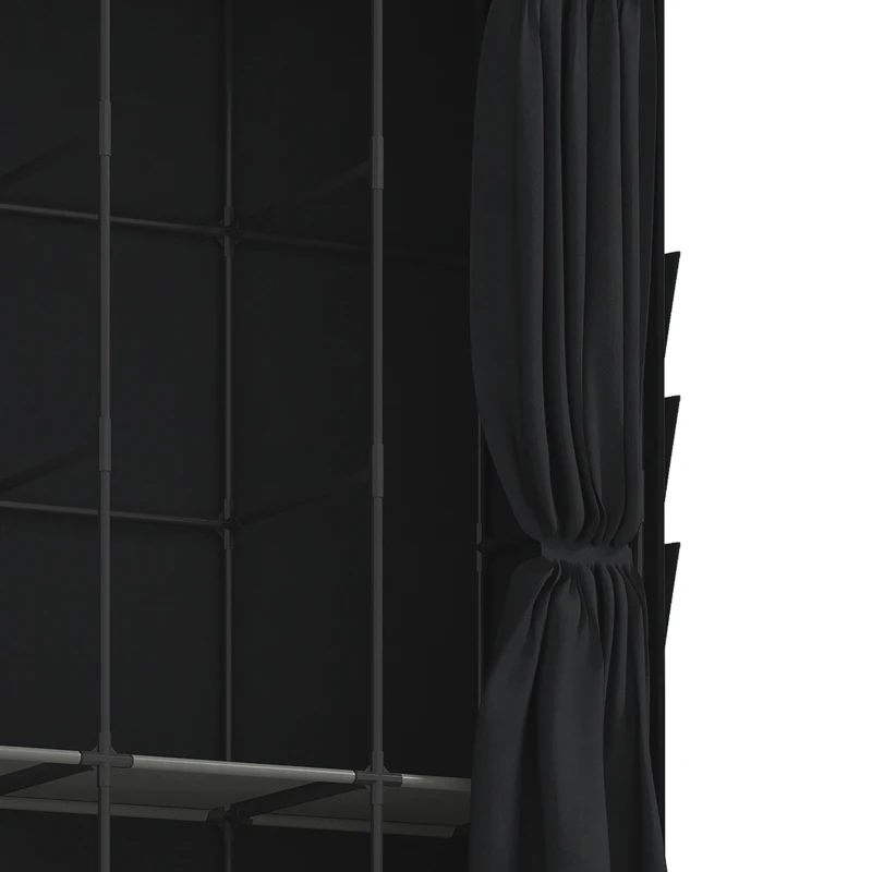 HOMCOM Armario de Tela con 5 Barras 5 Estantes 6 Bolsillos Laterales Cremallera Marco de Acero 212x45x167 cm Gris