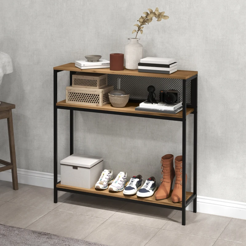 HOMCOM Sideboard Konsolentisch Flurregal, Industriedesign, 100 cm x 29,5 cm x 90 cm, Braun + Schwarz