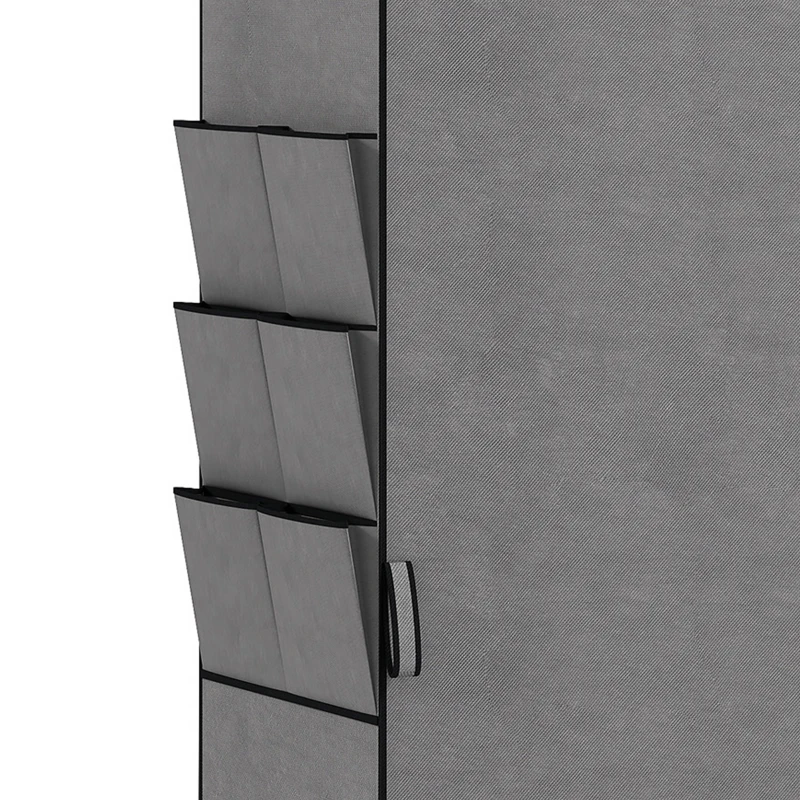 HOMCOM Armario de Tela con 5 Barras 5 Estantes 6 Bolsillos Laterales Cremallera Marco de Acero 212x45x167 cm Gris